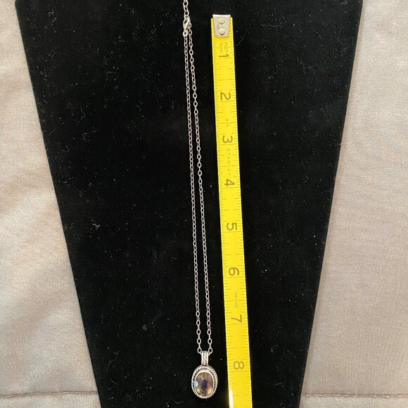 EXEX Smoky Quartz Cushion Pendant Sterling Silver Chain Necklace - Picture 3 of 6